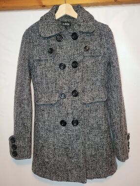 A. Byer Grey Textured Double-Breasted Coat